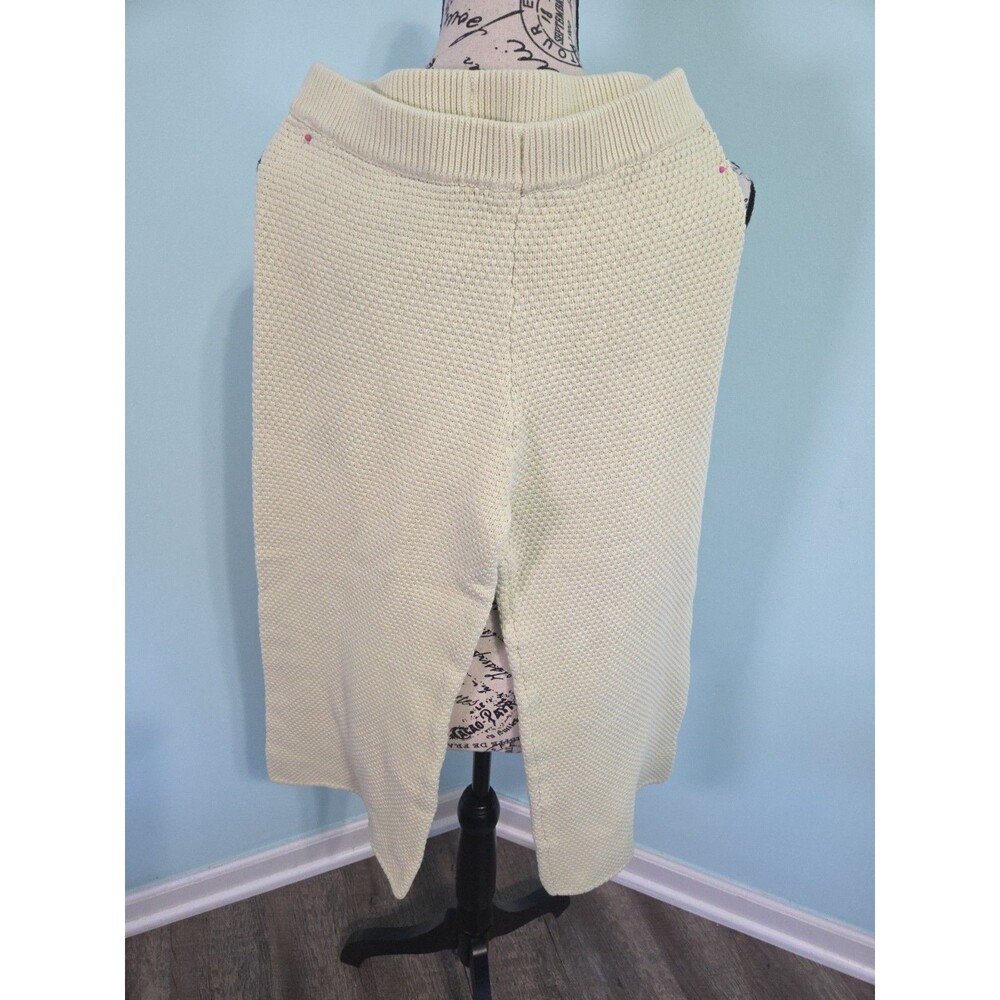 Free People Beach Hailee Sweater Pants XS green Waffle Knit Cropped Wide Leg